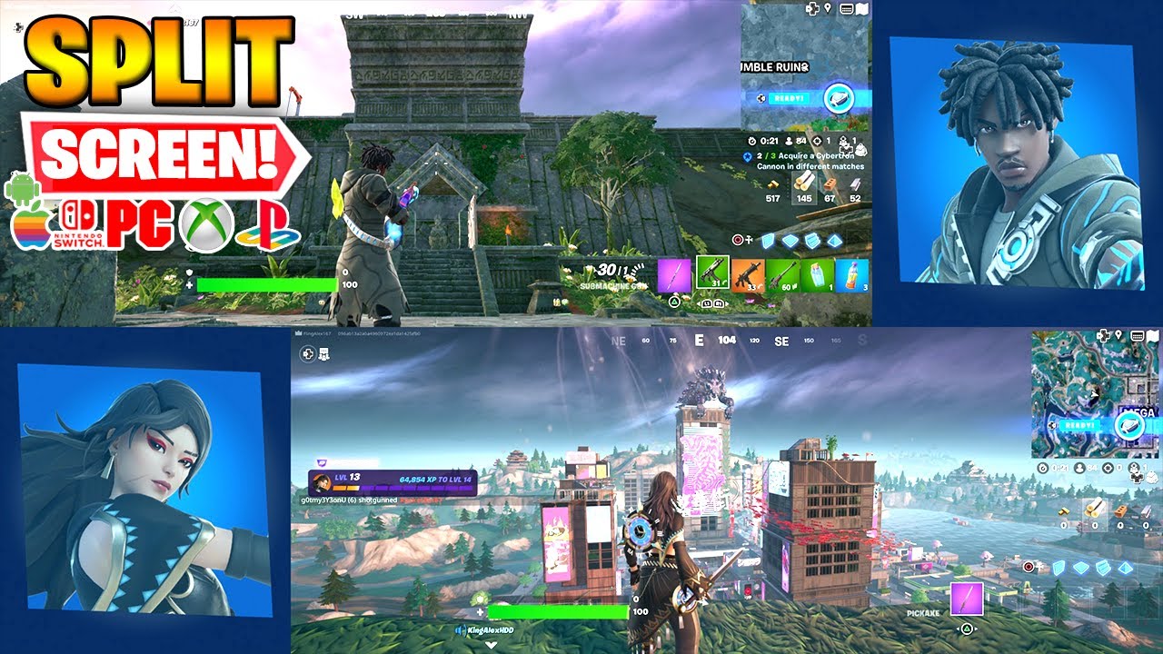 How To SPLIT SCREEN on Fortnite Chapter 4 Season 1! (PS/Xbox/PC/Switch/Mobile)  2023! 