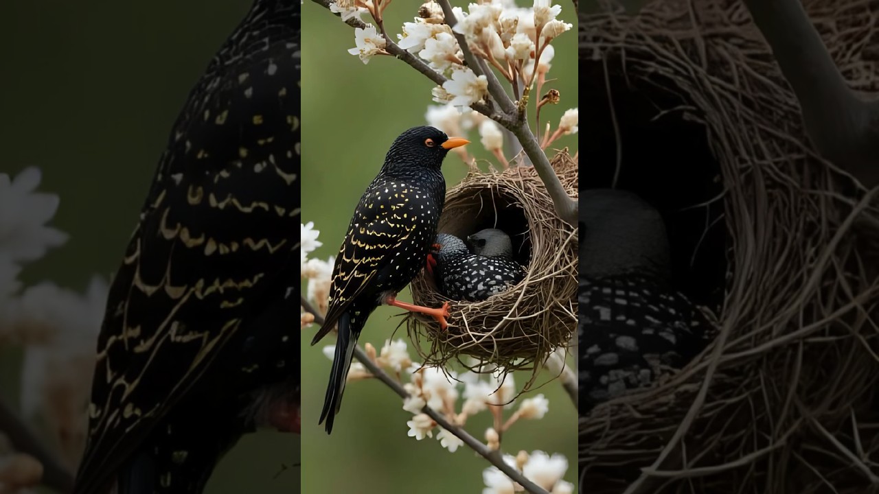 Starling Feeding Babies in Nest – Amazing Bird Parenting! 