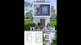 Small House Plan 4X7 M 13X23 Feet 2 Beds