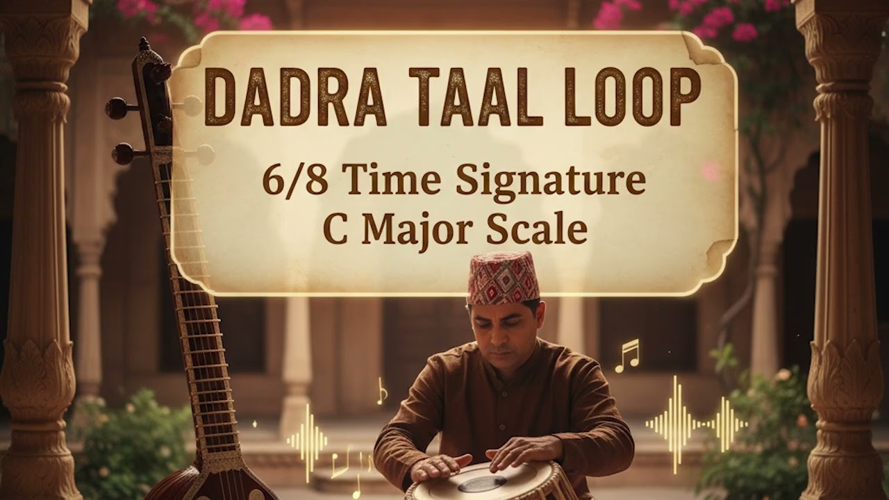 Dadra Taal Vilambit | 140 BPM | Slow 6-Beat Loop with Tanpura Drone C Major Scale