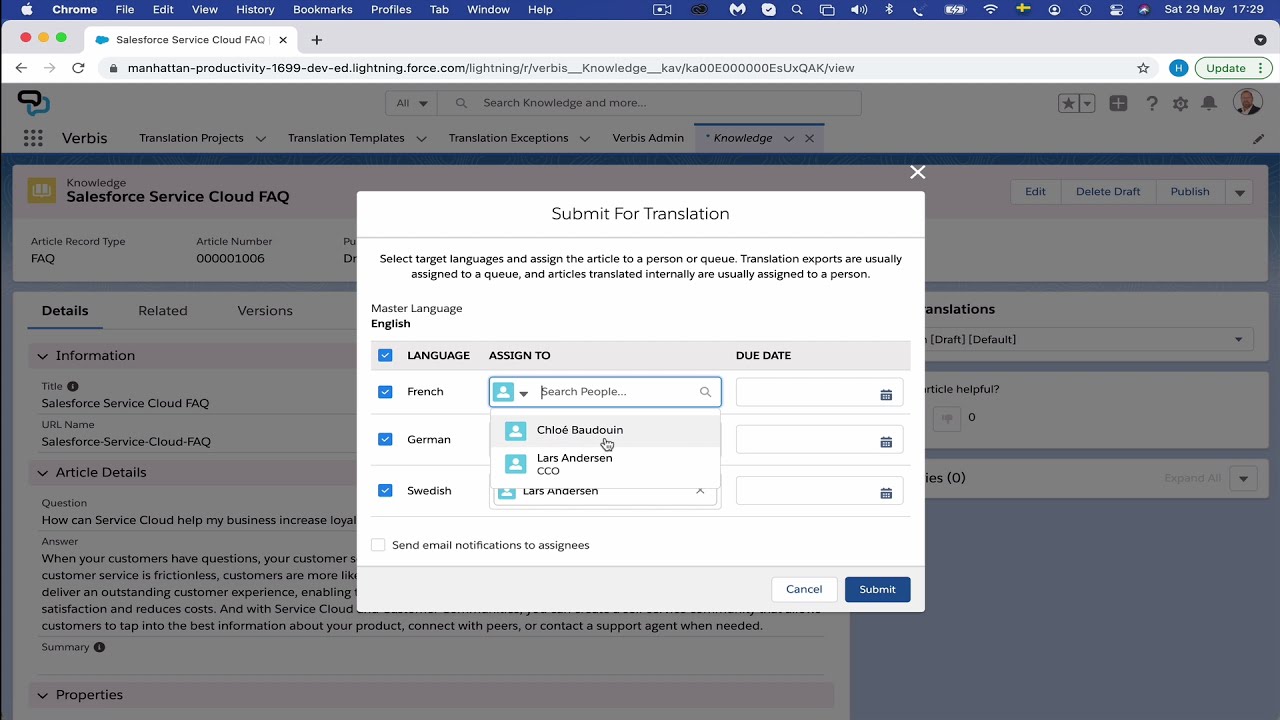 Creating a Synonym for a Salesforce Service