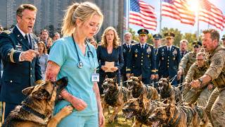 Colonel Kicked a Scarred Nurse at a Memorial — Then 8 Military K9s Broke Formation for Her