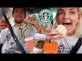 TRYING EVERY PUMPKIN ITEM at STARBUCKS w ROCKY | Rydel Lynch