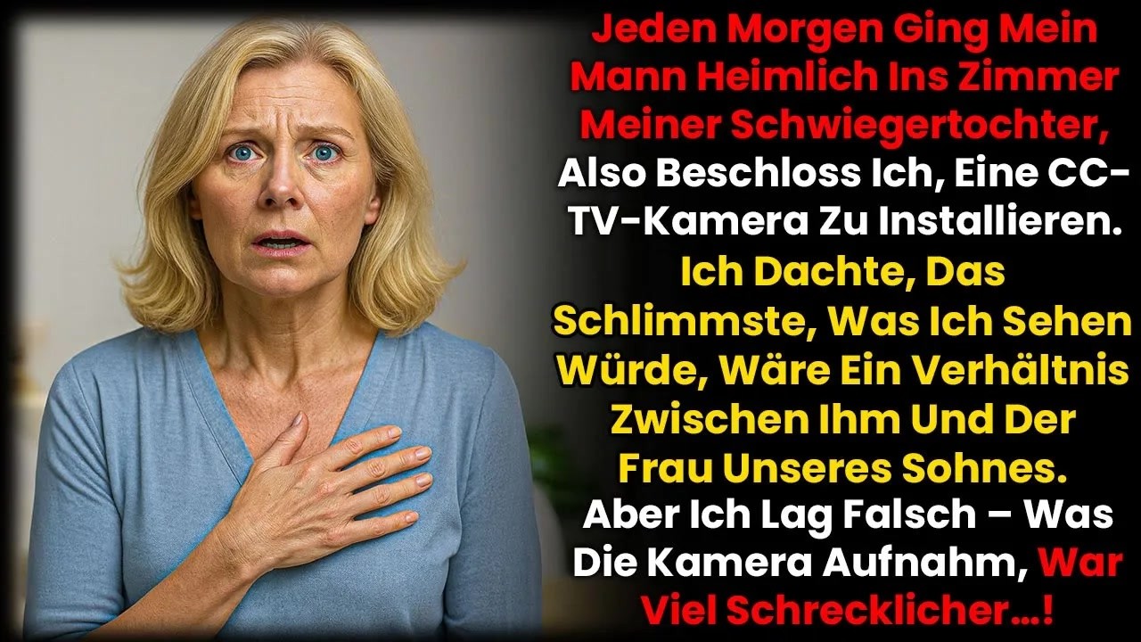 Seit fünf Tagen schlich mein Mann jeden Morgen in das Zimmer meiner Schwiegertochter. Heute Morgen habe ich heimlich eine Kamera in ihrem Schlafzimmer versteckt. Ich war auf eine Affäre gefasst,...