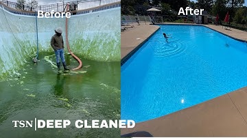 THIS HUGE POOL WAS CLOSED 🤮2 YEARS LETS CLEAN | Pressure washing | Restoration |