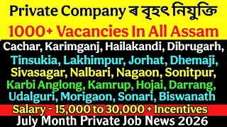 Assam Job News Today | Assam Private Job 2026 | Private Job Assam 2026 | Assam New Job Vacancy 2026