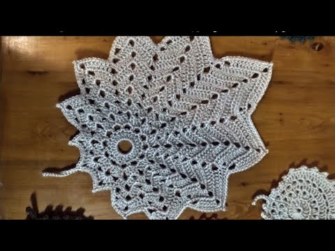 كروشيه طريقه عمل مفرش شكل ورقه شجر كبيره خطوه خطوه للمبتدئين كروشيه حبيبه