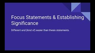 Focus Statements - English 12
