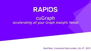 RAPIDS cuGraph – Accelerating all your Graph needs. Brad Rees Wealth
