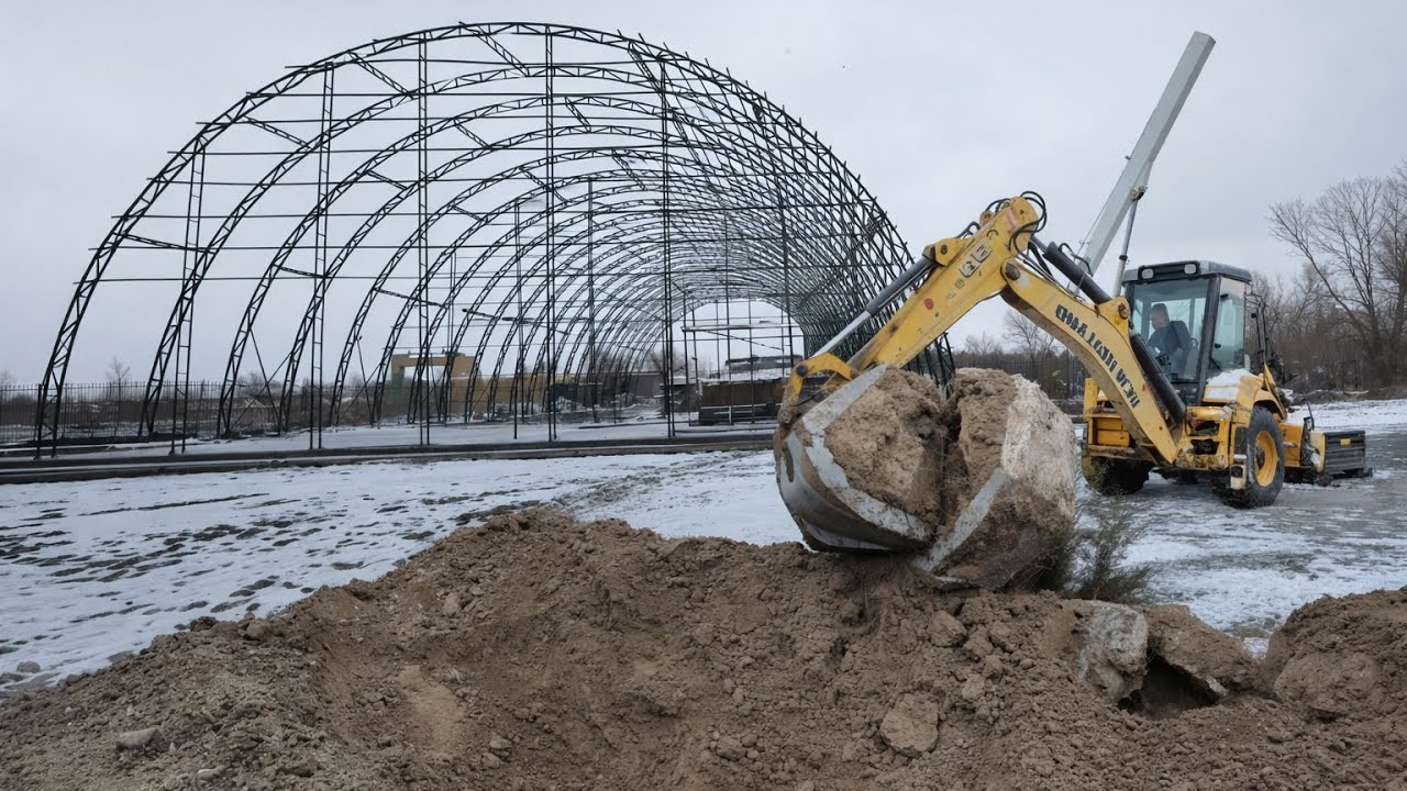 New Holland Backhoe Working Pushing Dirt | Heavy Equipment in Action