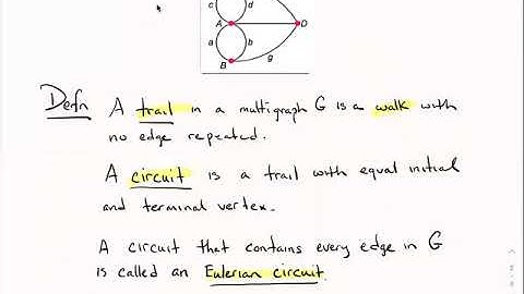 MATH 474 - Section 5.1 Eulerian multigraphs