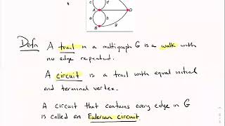 MATH 474 - Section 5.1 Eulerian multigraphs