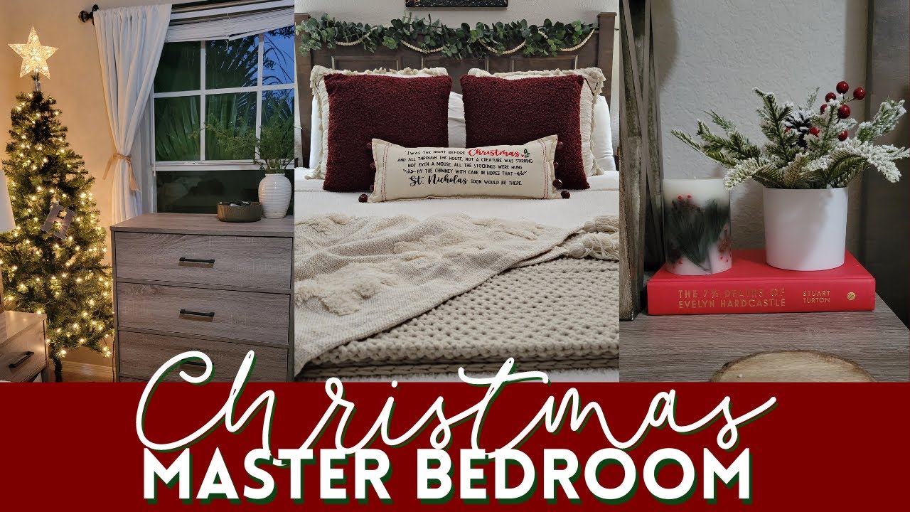 CHRISTMAS 2022 MASTER BEDROOM DECORATE WITH ME | Small Bedroom Christmas Decorating Ideas