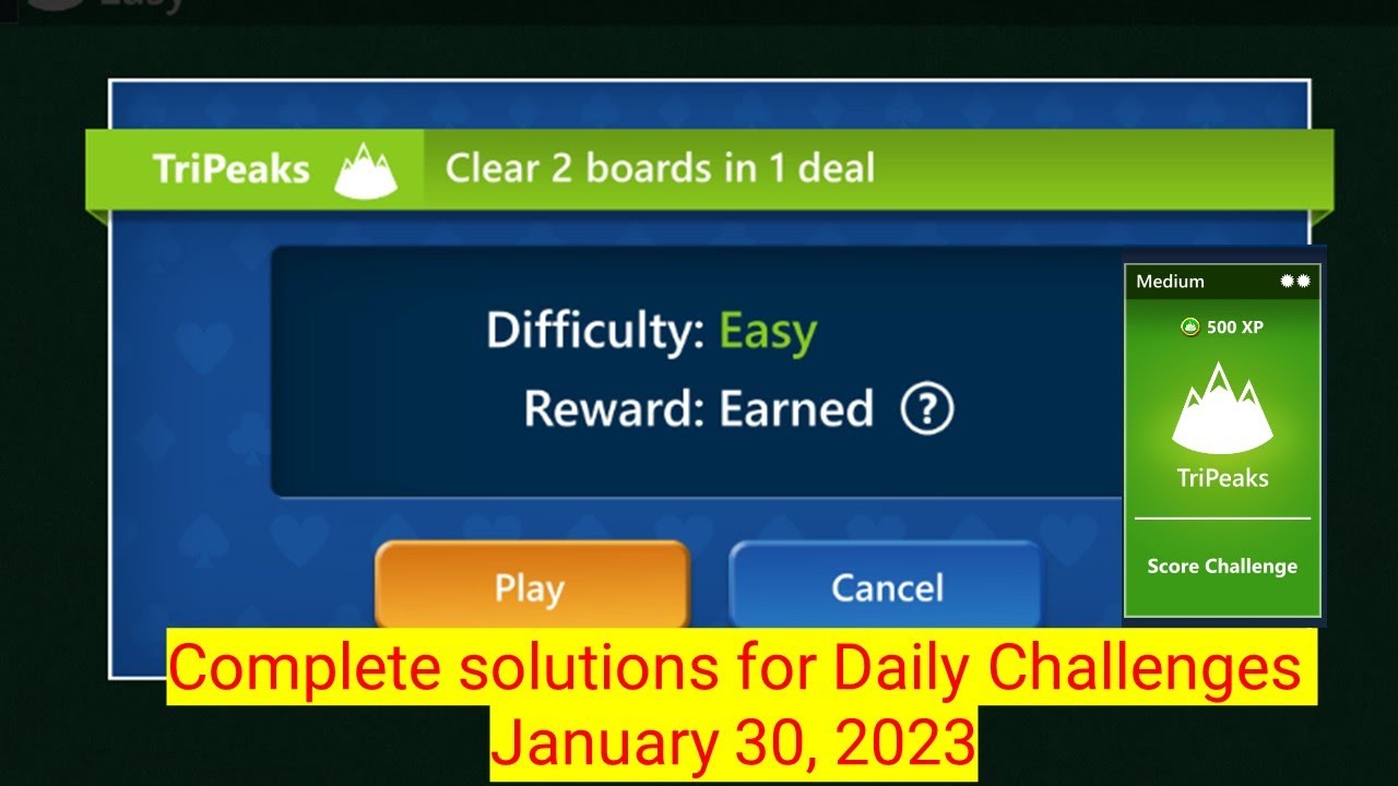 Microsoft Solitaire Collection TriPeaks Easy January 30, 2023