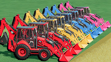 Transport With COLORS - CRAZY CORN LOADING WORK with JCB BACKHOE LOADERs - Farming Simulator 22