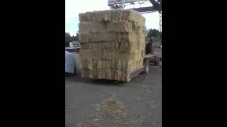 Freeman 6000 bail wagon unloads a cube in Silver Lake, Oreg