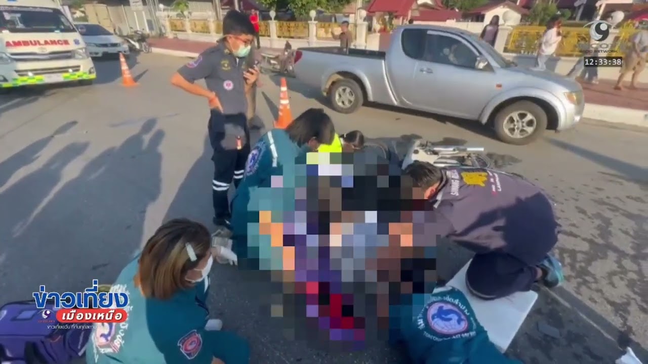 เลี้ยวกลับรถตัดหน้าจยย ทางตรงชนสนั่นเจ็บสาหัส2ราย