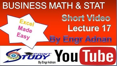 MTH302 Short Video|  Lecture  17 | VU Short Lecture |MTH 302 Short Videos|Learn Excel