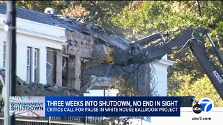 White House ballroom project continues amid shutdown