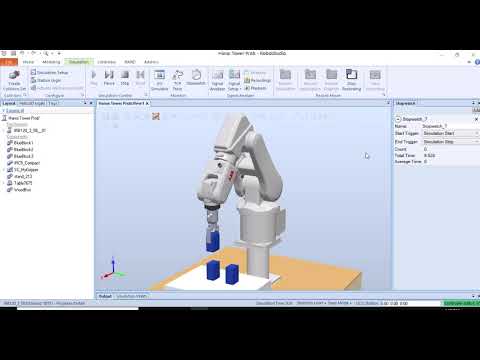 ABB RobotStudio Simulation - Hanoi Tower Problem (Trajectory 1)