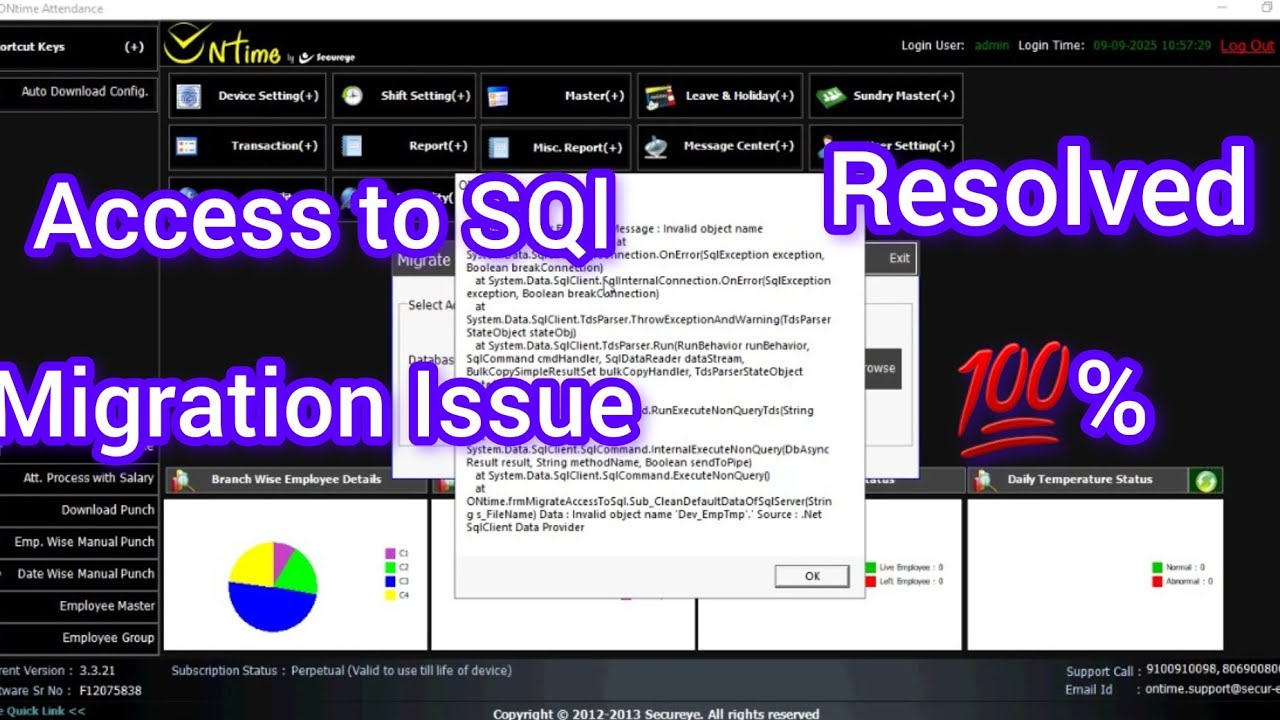 Access To Sql Databases Migration Issue In Ontime Attendance Software ...