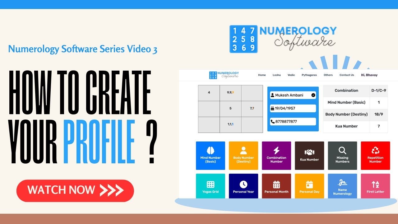 How to Create Profile in Numerology Software | Numerology Software Series Video 3