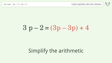 Solve 6p-2=3p+4: Linear Equation Video Solution | Tiger Algebra