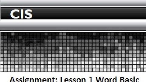 CIS - Module 2 Assignment: Lesson 1 Word Basic