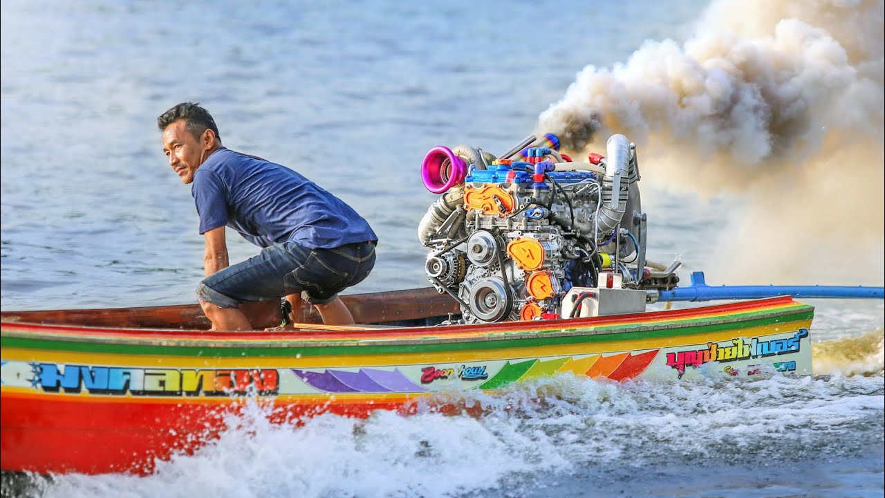long tail  New 2022  Drag Racing Turbo Longtail Thai Riverboats in Bangkok