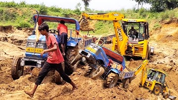 Jcb 3dx Machine Loading Mud In Sonalika 42 Di Tractor For Making Pond | Jcb Video | Jcb And Tractor