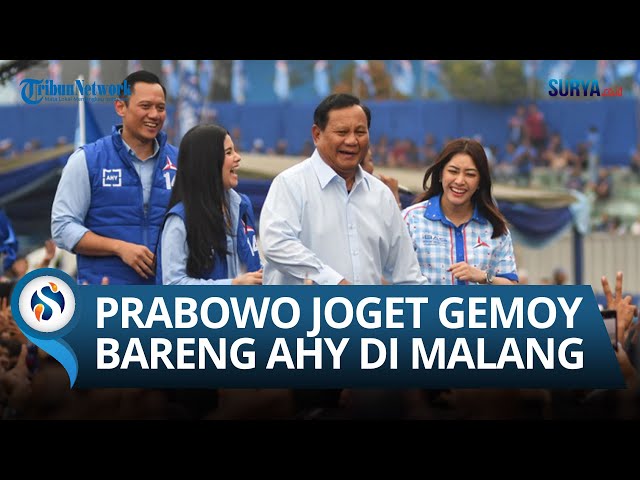 Keseruan Prabowo Joget Gemoy bareng AHY saat Kampanye di Malang: Diikuti Ribuan Warga Malang! class=
