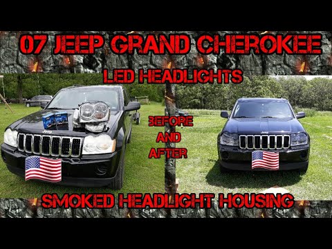 07 Jeep Grand Cherokee Smoked headlight housing and LED headlights