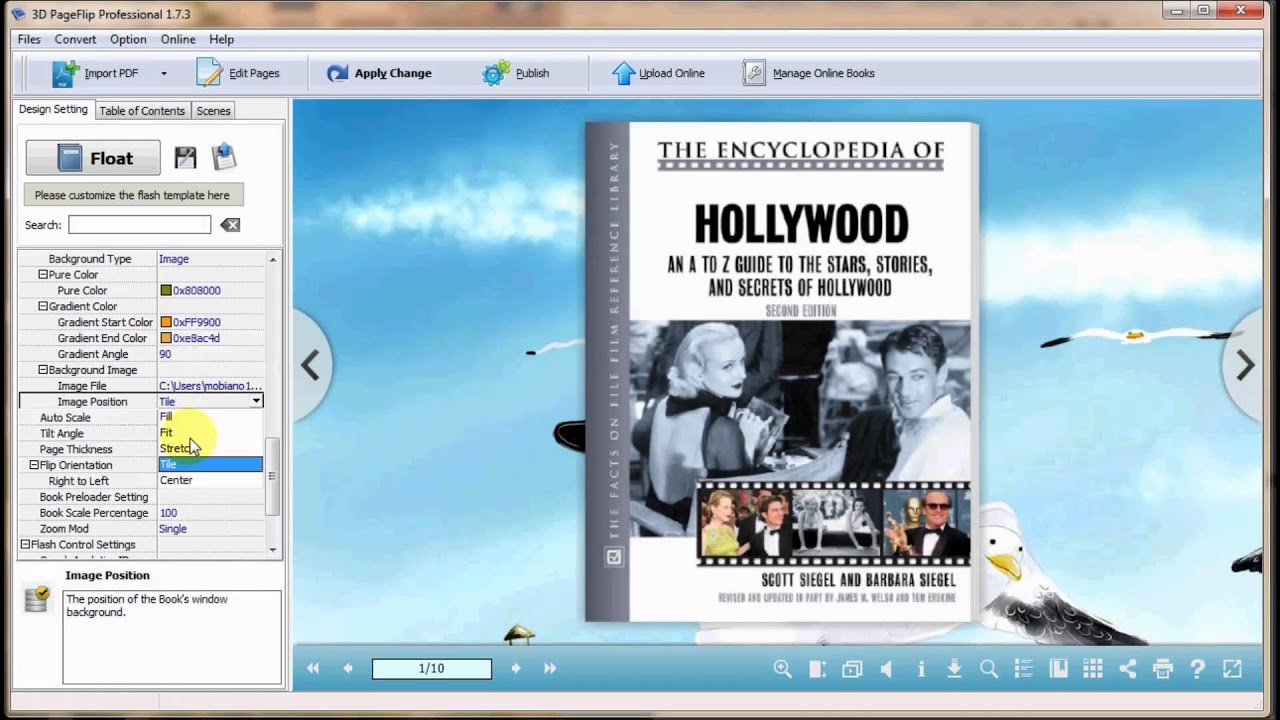 Use a picture to make a theme by myself with 3D PageFlip Professional