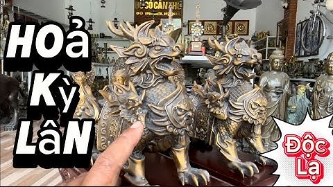 Đồng hồ lồng chim _ Cặp hoả kỳ lân bằng đồng _ Tượng đồng xưa.