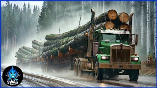 200 Extreme Dangerous Big Wood Logging Truck On Muddy Road