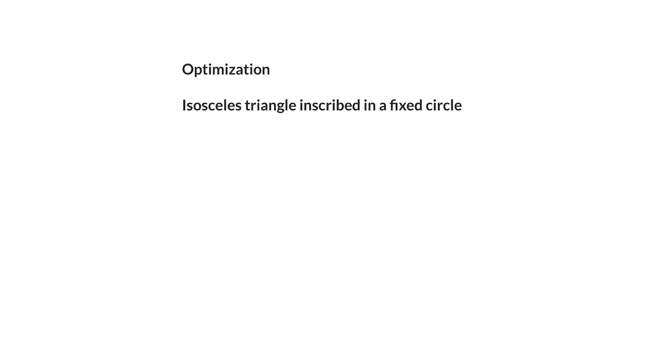 Optimization isosceles triangle inscribed in a fixed circle YouTube