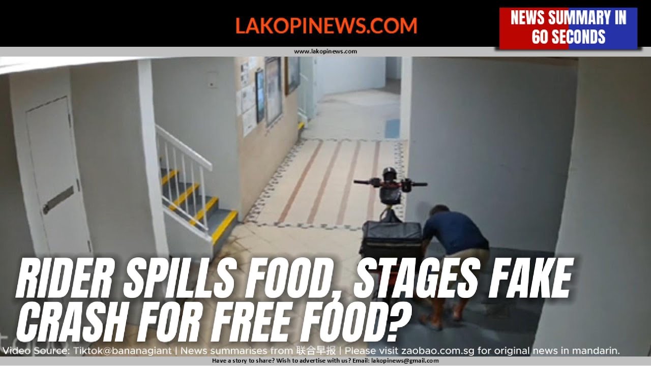 Rider Spills Food, Stages Fake Crash for Free Food? - YouTube