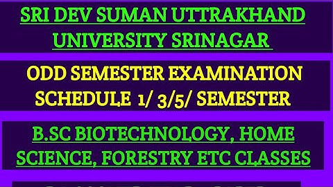 EXAMINATION SHADUAUL ANNOUNCED SRI DEV SUMAN UTTRAKHAND UNIVERSITY  BSC HOME SCIENCE, BIOTECHNOLOGY