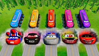Mega Pixar Cars Pit Transform Lightning McQueen BTR Into Evil Mcqueen BTR! BeamNG.Drive Battle!