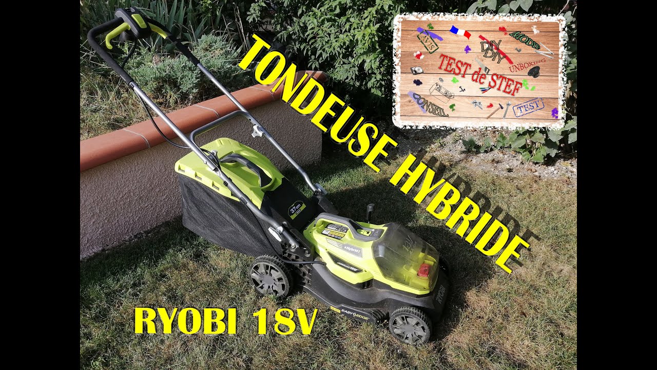 TEST Tondeuse hybride a batterie 18V RYOBI RY18LMH37A 