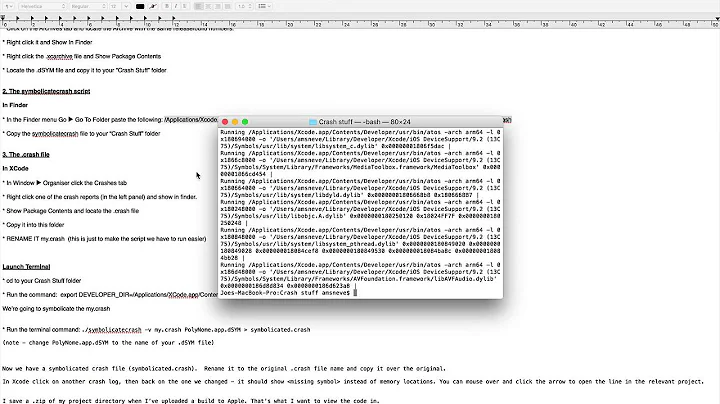 Manually Symbolicating Partially Symbolicated Crash Report In Xcode 7.2