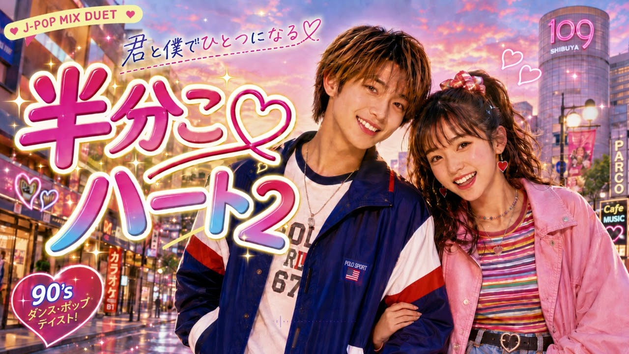 90s J-POP Mixed Duet】半分こハート2｜Hanbunko Heart 2｜Japanese