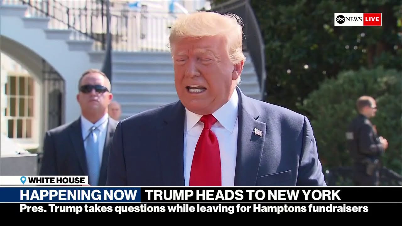 President Trump addresses media on the South Lawn