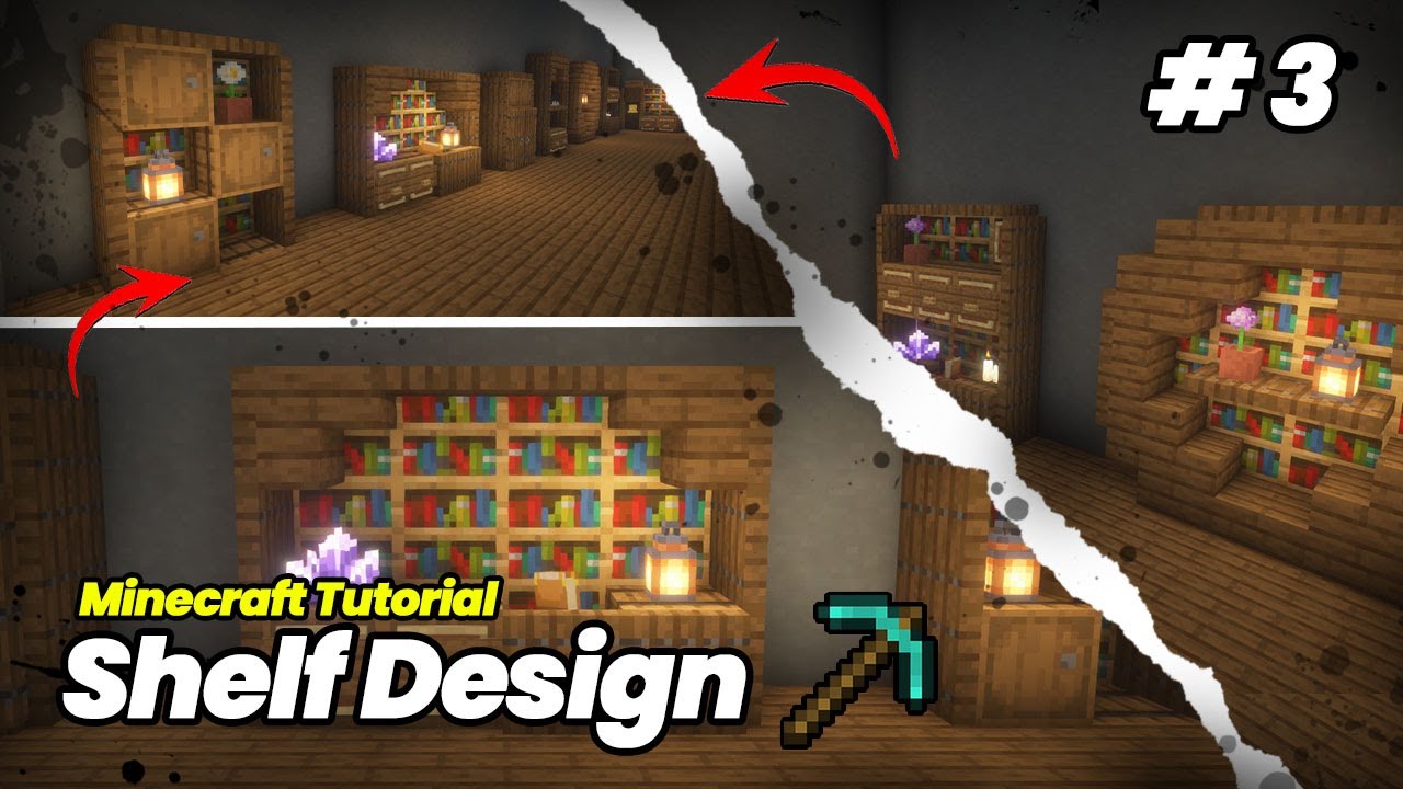 TOP 7 BOOK SHELF DESIGN - MINECRAFT BUILD HACKS - YouTube