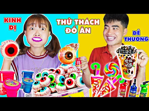 Thử Thách ĐỒ ĂN KINH DỊ Với ĐỒ ĂN DỄ THƯƠNG - Đồ Ăn Nào Ngon Hơn ? Hà Sam
