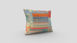 Patchwork Pillow 2 - low poly PBR 3d model