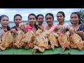 Wow amazing cooking chicken with chili sauce and vegetable recipe in my village - Amazing video