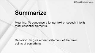 Summarize Meaning