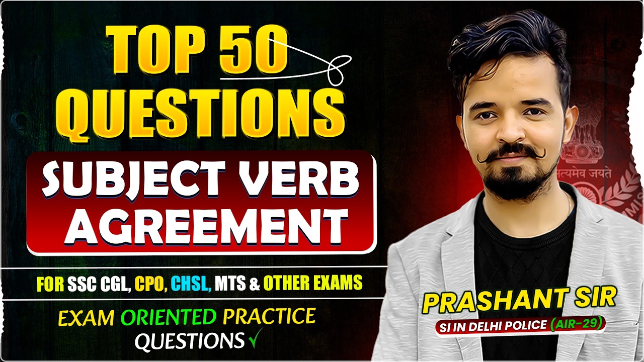 Top 50 Questions💥Subject Verb Agreement | SSC CGL 2025 | Prashant Solanki Sir #englishpractice