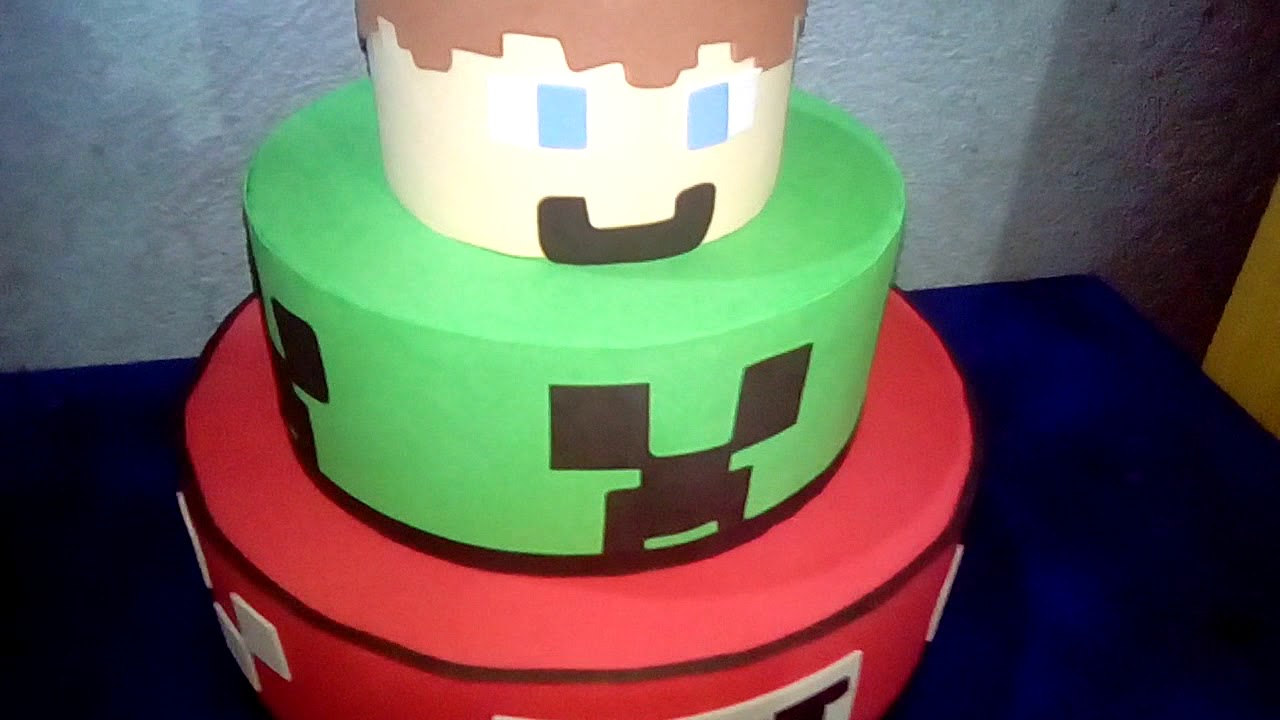 E.V.A. Moldes e Idéias: Como fazer bolo fake Minecraft
